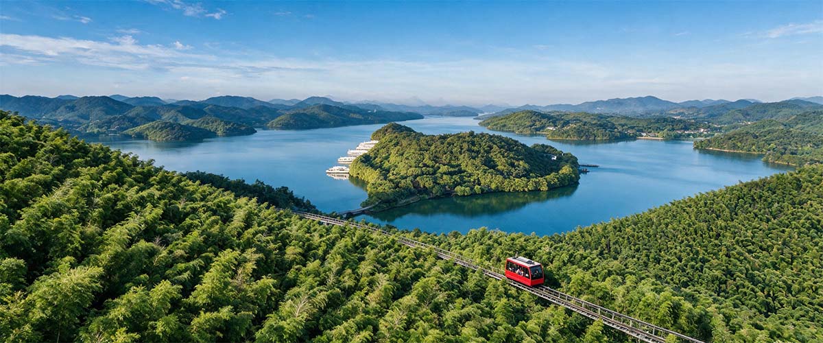 常州溧阳天目湖山水全景
